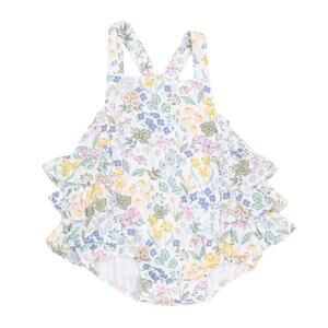 NWT Angel Dear Samantha Floral Ruffle Organic Cotton Muslin Sunsuit 6-12 Months
